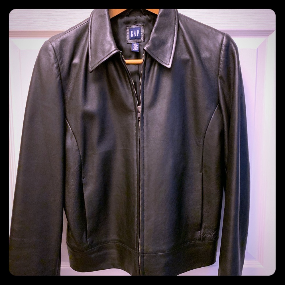 Gap Black Leather Jacket.  PRICE IS FIRM.